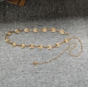 Gold metal rose waist chain belt
